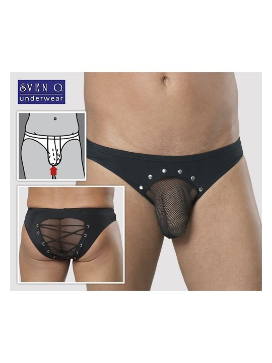 SLIP UOMO IN TESSUTO NERO CON TRASPARENZE ED EFFETTO PUSH UP