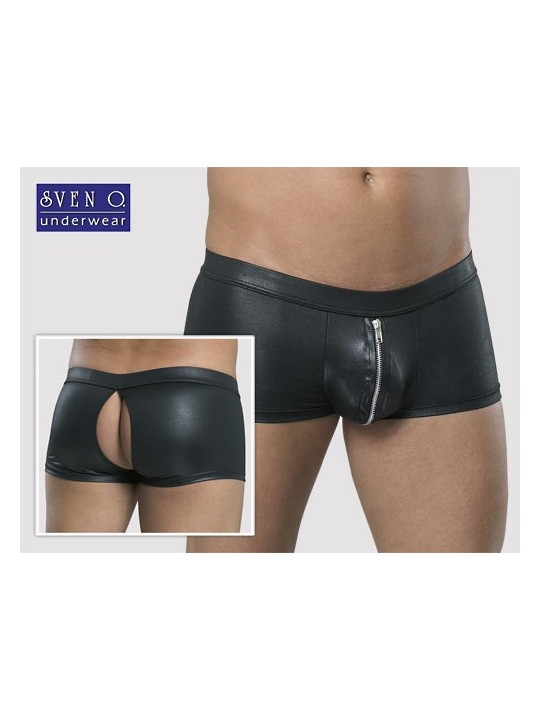 BOXER IN TESSUTO NERO CON ZIP FRONTALE ED APERTURA POSTERIORE