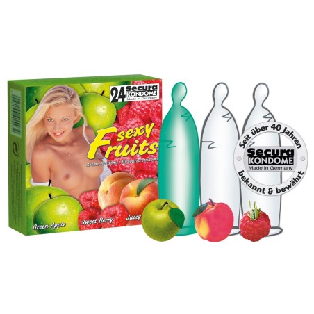 PROFILATTICI AROMATIZZATI E COLORATI SECURA \SEXY FRUITS\ - 24 PEZZI