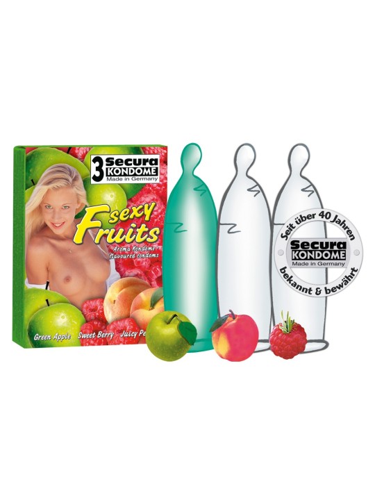 PROFILATTICI AROMATIZZATI E COLORATI SECURA \"SEXY FRUITS\" - 3 PEZZI