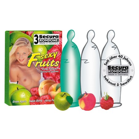 PROFILATTICI AROMATIZZATI E COLORATI SECURA \SEXY FRUITS\ - 3 PEZZI