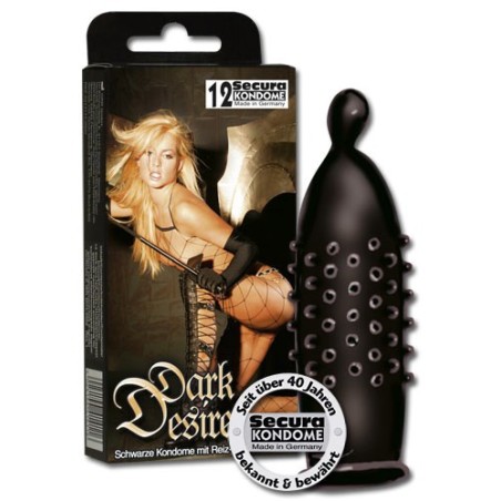 PROFILATTICI NERI CON RILIEVI STIMOLANTI SECURA DARK DESIRE - 12 PEZZI