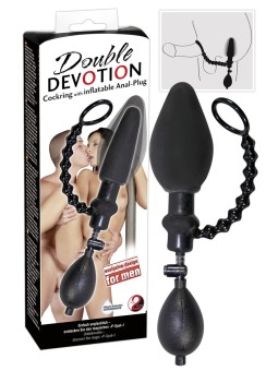 PLUG ANALE GONFIABILE CON ANELLO FALLICO \DOUBLE DEVOTION\