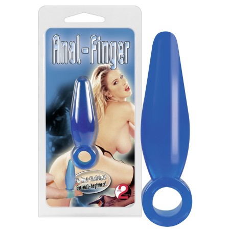 MINI CUNEO ANALE CON ANELLO \ANAL FINGER\ BLU - 5 CM