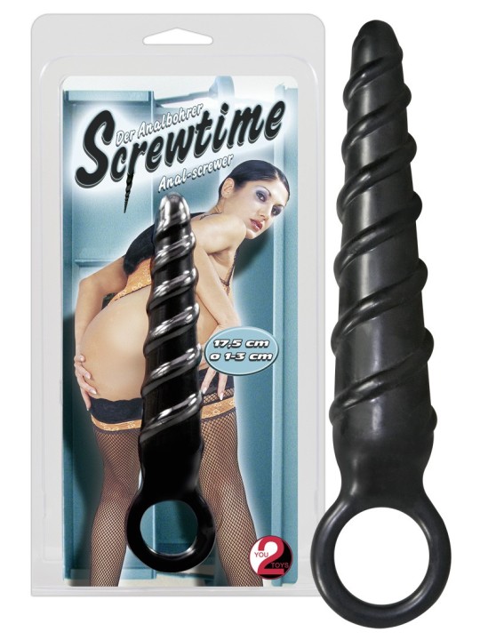 PLUG ANALE CON RILIEVI A SPIRALE \"SCREWTIME\" NERO