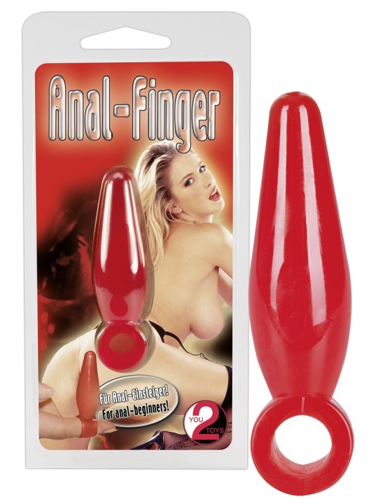 MINI CUNEO ANALE CON ANELLO \"ANAL FINGER\" ROSSO - 5 CM