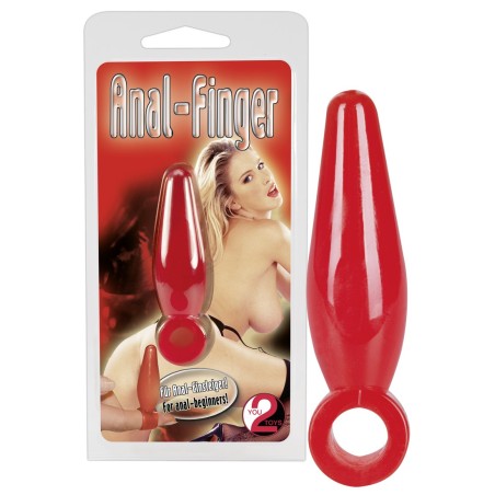 MINI CUNEO ANALE CON ANELLO \ANAL FINGER\ ROSSO - 5 CM