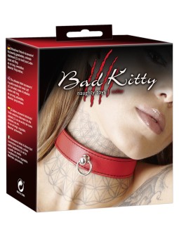 COLLARE IN PELLE TRAPUNTATO BAD KITTY \"COLLAR\" ROSSO