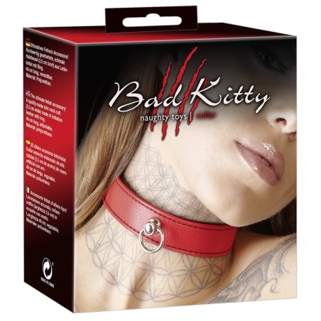 COLLARE IN PELLE TRAPUNTATO BAD KITTY \COLLAR\ ROSSO