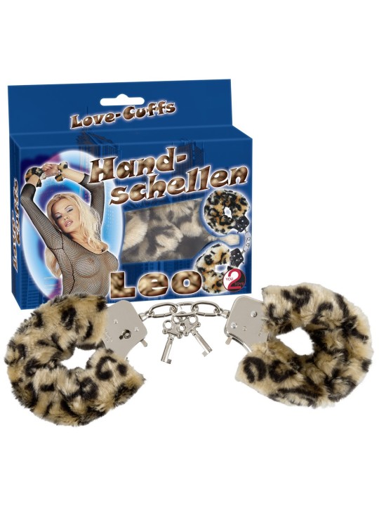 MANETTE IN METALLO RIVESTITE IN PELUCHE \"LOVE-CUFFS\" LEOPARDATE