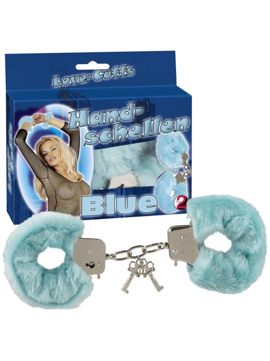 MANETTE IN METALLO RIVESTITE IN PELUCHE \"LOVE-CUFFS\" AZZURRO