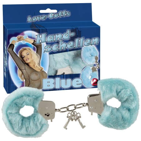 MANETTE IN METALLO RIVESTITE IN PELUCHE \LOVE-CUFFS\ AZZURRO