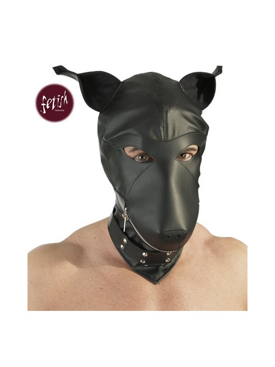 MASCHERA DOBERMANN IN PELLE NERA - TAGLIA UNICA 