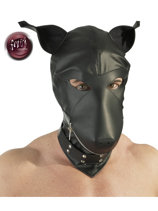 MASCHERA DOBERMANN IN PELLE NERA - TAGLIA UNICA 