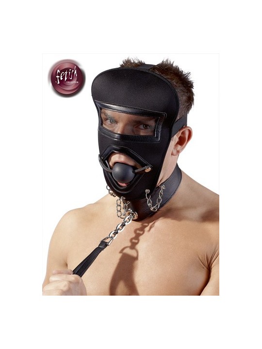 SET MASCHERA CON BALL GAG E GUINZAGLIO A CATENA