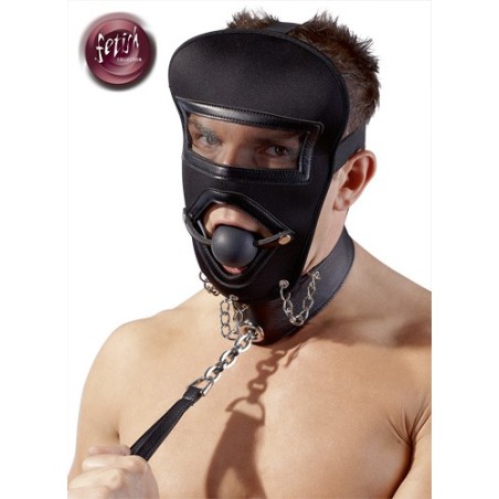 SET MASCHERA CON BALL GAG E GUINZAGLIO A CATENA