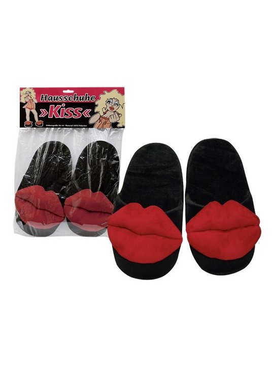 PANTOFOLE CON BACIO \"SLIPPER KISS\" NERE