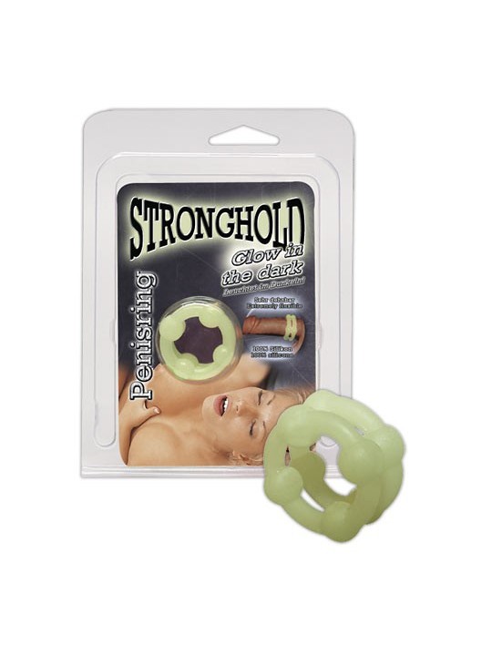 DOPPIO ANELLO FALLICO FLUORESCENTE IN SILICONE \"STRONGHOLD\"