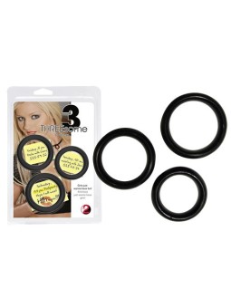 SET 3 ANELLI FALLICI DIVERSI DIAMETRI \"THREESOME\" NERO