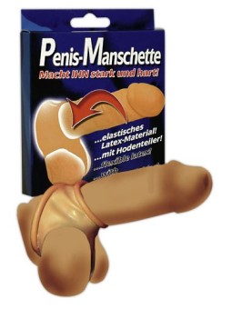 COLLARE CON ANELLO FALLICO IN LATTICE \PENIS-MANSCHETTE\ CARNE