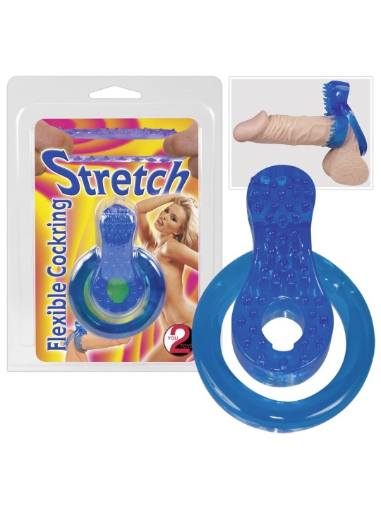 ANELLO FALLICO ELASTICO CON RILIEVI STIMOLANTI \"STRETCH\" BLU