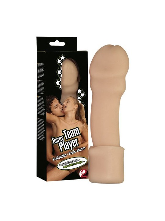 GUAINA FALLICA CON ESTENSIONE GLANDE 5 CM \"HORNY TEAM PLAYER\"