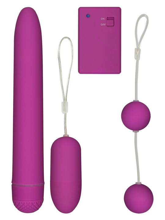 SET VIBRATORE + OVULO WIRELESS + PALLINE \"FUNKY FUN\" ROSA