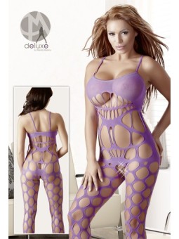 BODYSTOCKING LILLA CON FASCIA TRASPARENTE SUL SENO - TAGLIA UNICA