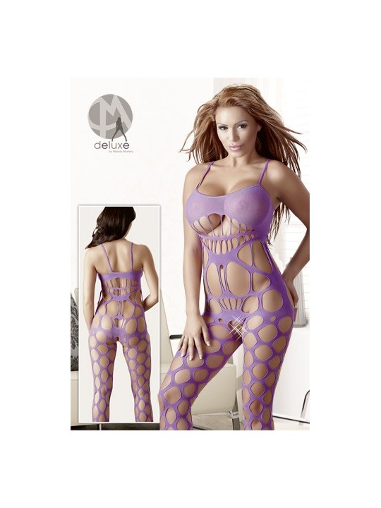 BODYSTOCKING LILLA CON FASCIA TRASPARENTE SUL SENO - TAGLIA UNICA