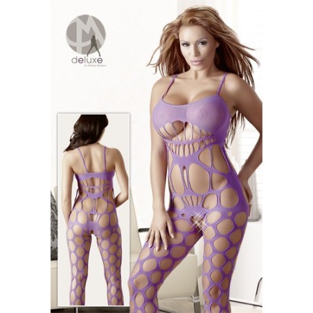 BODYSTOCKING LILLA CON FASCIA TRASPARENTE SUL SENO - TAGLIA UNICA