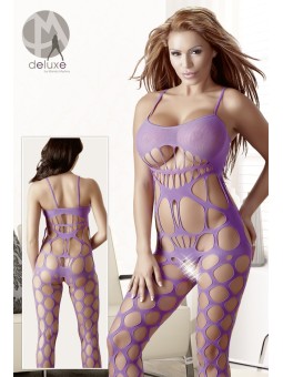 BODYSTOCKING LILLA CON FASCIA TRASPARENTE SUL SENO - TAGLIA UNICA