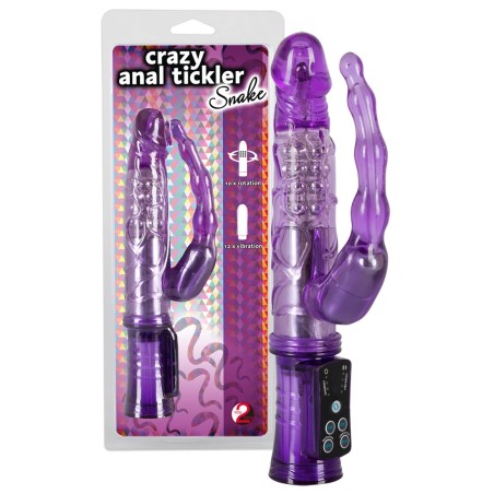 VIBRATORE MULTIFUNZIONE CON APPENDICE ANALE \CRAZY ANAL TICKLER\ VIOLA - 22 CM