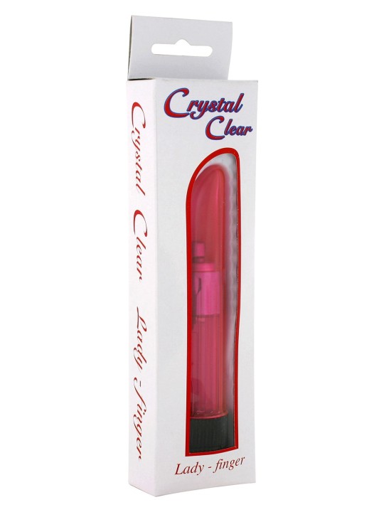 VIBRATORE CLASSICO TRASPARENTE \"CRYSTAL CLEAR LADYFINGER\" ROSA - 11.5 CM