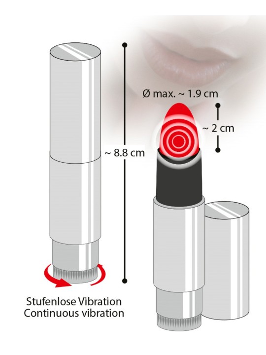 MINI VIBRATORE A FORMA DI ROSSETTO "KISS ME"