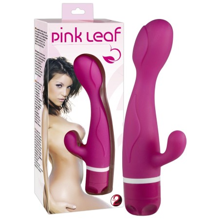 VIBRATORE CON STIMOLAZIONE CLITORIDE E PUNTO G PINK LEAF