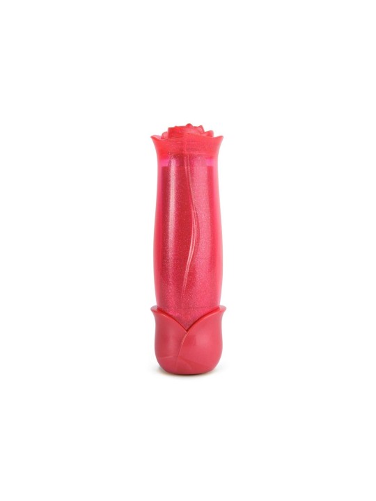 MINI VIBRATORE A FORMA DI ROSSETTO CON ROSA \"BLOOMING ROSE\" ROSSO