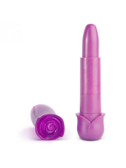 MINI VIBRATORE A FORMA DI ROSSETTO CON ROSA \"BLOOMING ROSE\" VIOLA