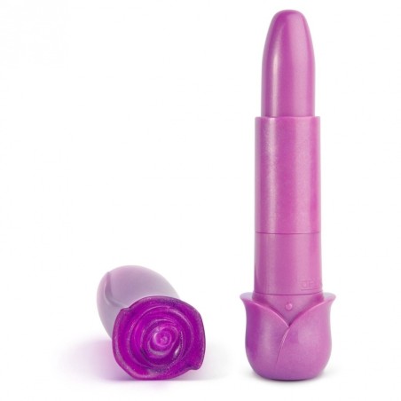 MINI VIBRATORE A FORMA DI ROSSETTO CON ROSA \BLOOMING ROSE\ VIOLA