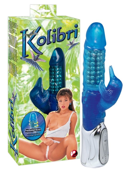 VIBRATORE CON PERLE MASSAGGIANTI E STIMOLATORE CLITORIDE \"KOLIBRI\"