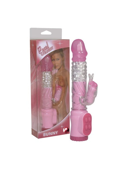 VIBRATORE CON PERLE MASSAGGIANTI E STIMOLATORE CLITORIDE \"PEARL DELIGHT BUNNY\"