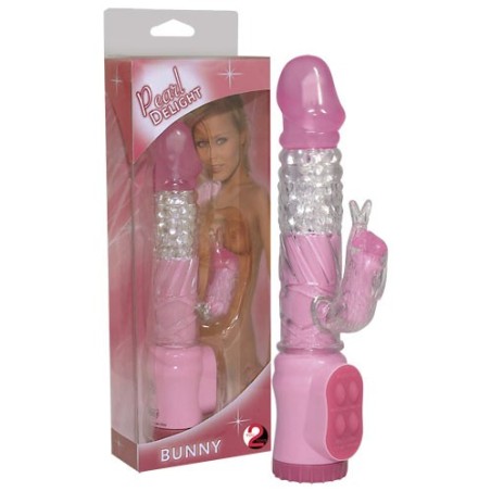 VIBRATORE CON PERLE MASSAGGIANTI E STIMOLATORE CLITORIDE \PEARL DELIGHT BUNNY\