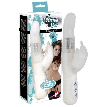 VIBRATORE E STIMOLATORE IN SOFFICE SILICONE \ADDICTED TO VIBE\ BIANCO