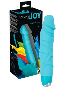 VIBRATORE REALISTICO IN SILICONE COLORFUL JOY TURCHESE - 24 CM