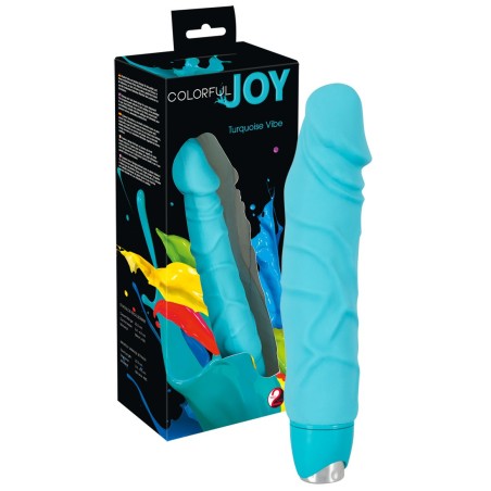 VIBRATORE REALISTICO IN SILICONE COLORFUL JOY TURCHESE - 24 CM