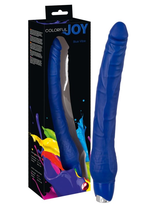 VIBRATORE REALISTICO MAXI IN SILICONE "COLORFUL JOY" BLU - 31 CM