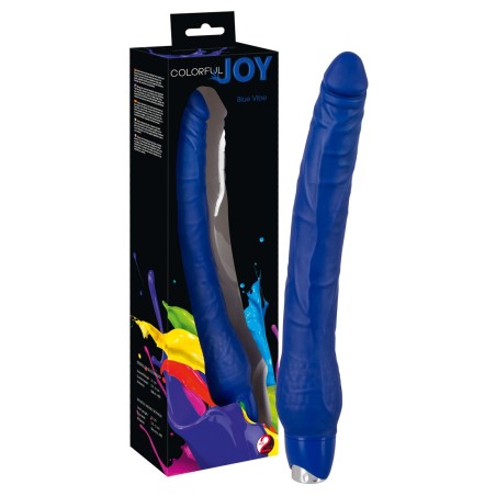 VIBRATORE REALISTICO MAXI IN SILICONE COLORFUL JOY BLU - 31 CM