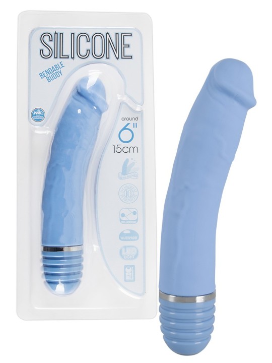 VIBRATORE IN SILICONE 10 RITMI \"BENDABLE BUDDY\" BLU - 15 CM