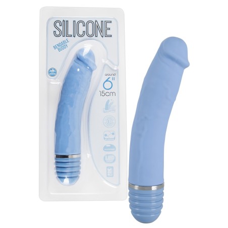 VIBRATORE IN SILICONE 10 RITMI BENDABLE BUDDY BLU - 15 CM