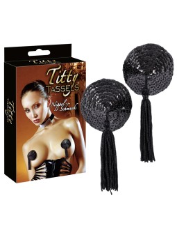 COPRICAPEZZOLI NERO CON DECORI \"TITTY TASSELS\"