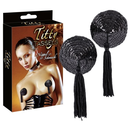 COPRICAPEZZOLI NERO CON DECORI \TITTY TASSELS\